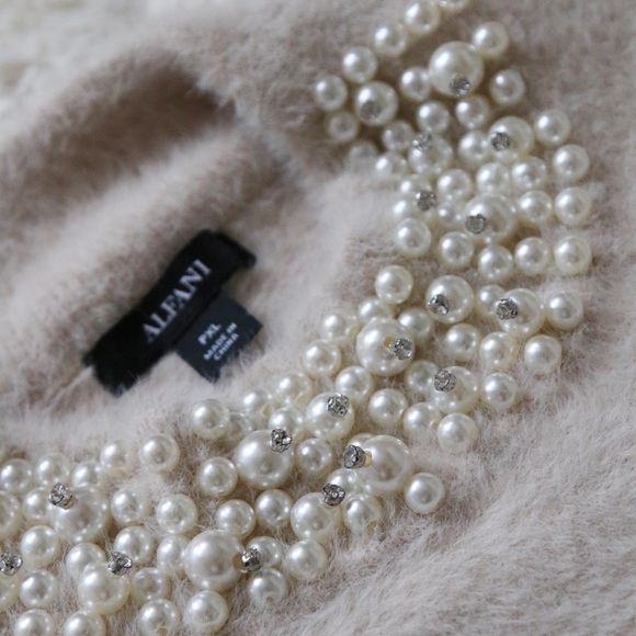 NEW Alfani Gilded Plum Beige Pearl Sweater PXL - Picture 6 of 9